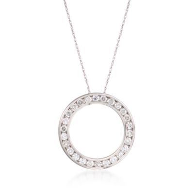 C. 1990 Vintage 1.00 ct. t.w. Diamond Circle of Eternity Pendant Necklace in 18kt White Gold. 18" &mdash; Alt Image 1
