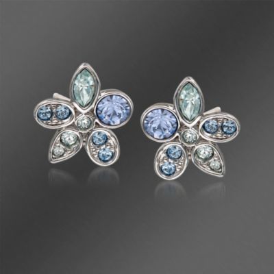 Swarovski Crystal Tuberose Floral Stud Earring and Necklace Set. 14.5" &mdash; Alt Image 4