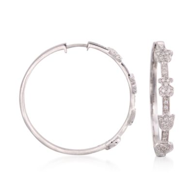 C. 2012 Vintage Tous Designs .30 ct. t.w. Diamond Hoop Earrings in 18kt White Gold &mdash; Alt Image 1
