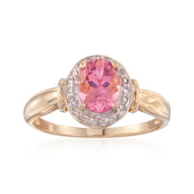 C. 1990 Vintage 1.70 Carat Pink Topaz and .15 ct. t.w. Diamond Ring in 14kt Yellow Gold. Size 8.5 &mdash; Alt Image 1