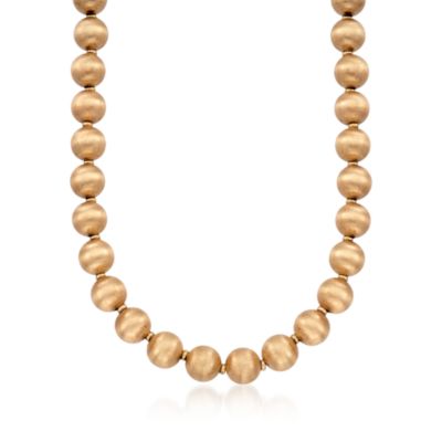 C. 1960 Vintage 14kt Yellow Gold Bead Necklace. 15.5" &mdash; Alt Image 1