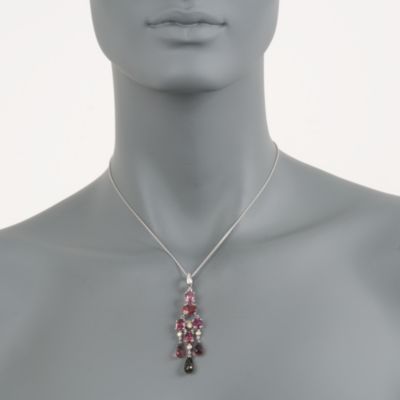 C. 2000 Pink and Green Tourmaline Pendant Necklace With .18 ct. t.w. Diamonds in 14kt White Gold. 16" &mdash; Alt Image 2