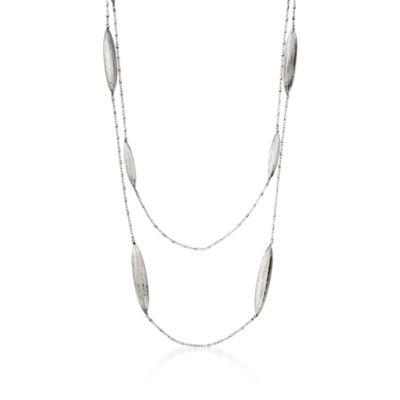 Fifth Season by Roberto Coin Sterling Silver Double Strand Station Necklace. 30" &mdash; Alt Image 1