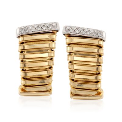 Italian .36 ct. t.w. Coiled Diamond Bar Top Drop Earrings in 18kt Two-Tone Gold &mdash; Alt Image 1