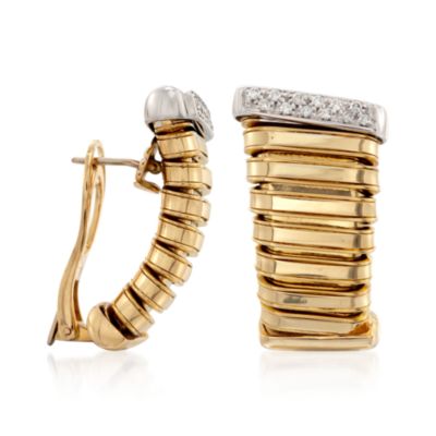 Italian .36 ct. t.w. Coiled Diamond Bar Top Drop Earrings in 18kt Two-Tone Gold &mdash; Alt Image 3