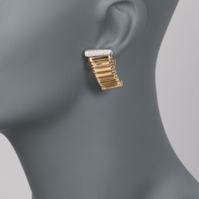 Italian .36 ct. t.w. Coiled Diamond Bar Top Drop Earrings in 18kt Two-Tone Gold &mdash; Alt Image 2