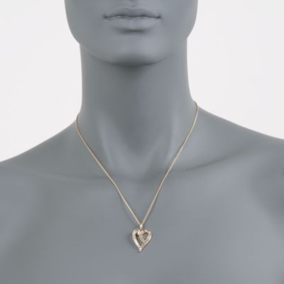 C. 1980 Vintage .75 ct. t.w. Diamond Heart Pendant Necklace in 14kt Yellow Gold. 18" &mdash; Alt Image 2