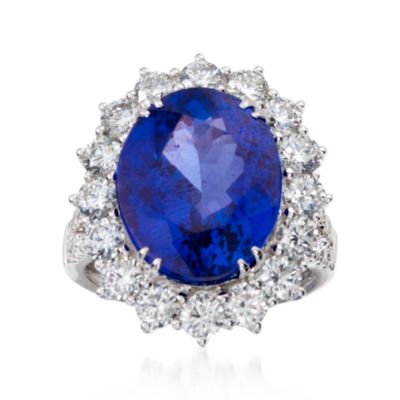 11.20 Carat Tanzanite and 2.52 ct. t.w. Diamond Ring in 18kt White Gold &mdash; Alt Image 1