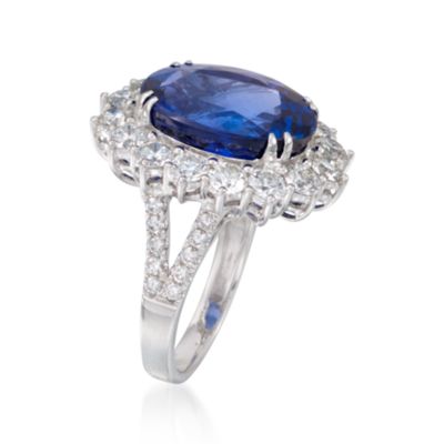 11.20 Carat Tanzanite and 2.52 ct. t.w. Diamond Ring in 18kt White Gold &mdash; Alt Image 3