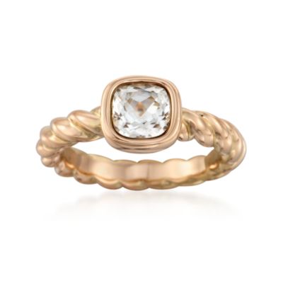 C. 1980 Vintage 1.10 Carat White Topaz Ring in 14kt Yellow Gold. Size 6 &mdash; Alt Image 1