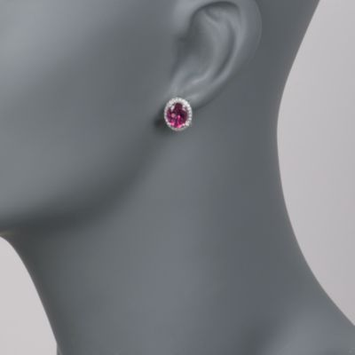 Simon G. 3.47 ct. t.w. Rubellite and .55 ct. t.w. Diamond Stud Earrings in 18kt White Gold &mdash; Alt Image 2