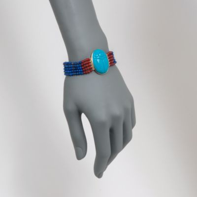 Multi-Row Scarab Bead Bracelet in 14kt Gold Over Sterling. 7.5" &mdash; Alt Image 2