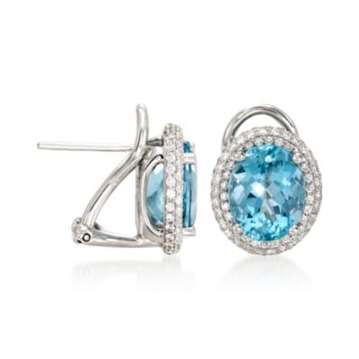 Simon G. 4.87 ct. t.w. Aquamarine and .62 ct. t.w. Diamond Stud Earrings in 18kt White Gold &mdash; Alt Image 3