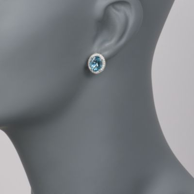 Simon G. 4.87 ct. t.w. Aquamarine and .62 ct. t.w. Diamond Stud Earrings in 18kt White Gold &mdash; Alt Image 2