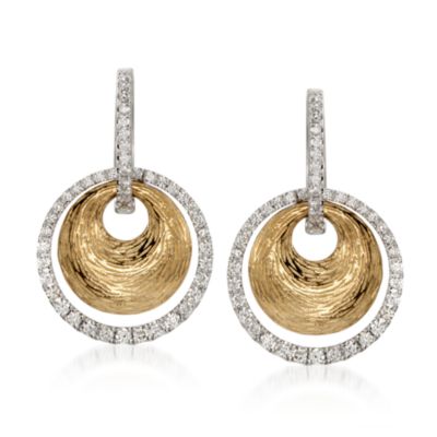 Simon G. .78 ct. t.w. Diamond Drop Earrings in 18kt Two-Tone Gold &mdash; Alt Image 1