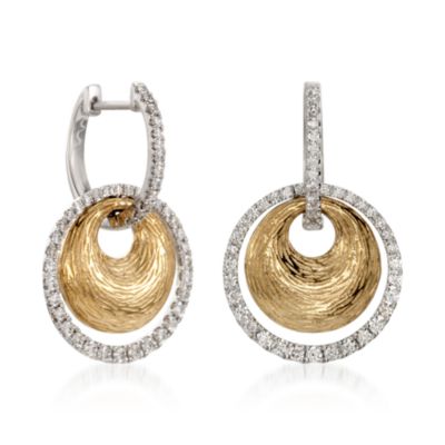 Simon G. .78 ct. t.w. Diamond Drop Earrings in 18kt Two-Tone Gold &mdash; Alt Image 3