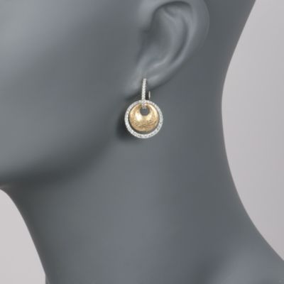 Simon G. .78 ct. t.w. Diamond Drop Earrings in 18kt Two-Tone Gold &mdash; Alt Image 2