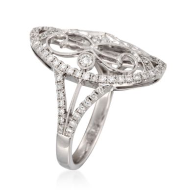 Simon G. .82 ct. t.w. Diamond Filigree-Style Ring in 18kt White Gold &mdash; Alt Image 3