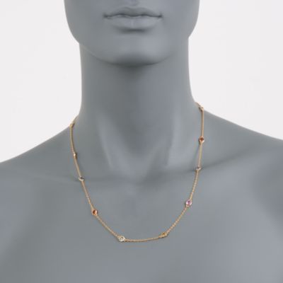 2.50 ct. t.w. Multicolored Sapphire Station Necklace in 14kt Gold Over Sterling &mdash; Alt Image 4