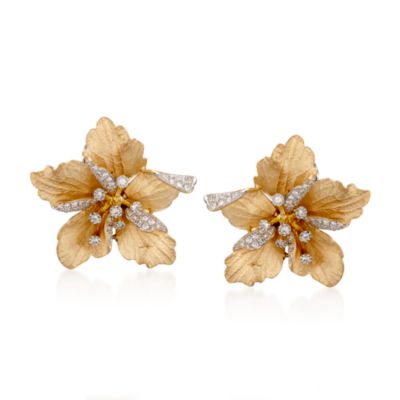 Simon G. .60 ct. t.w. Floral  Diamond Stud Earrings in 18kt Yellow Gold &mdash; Alt Image 1