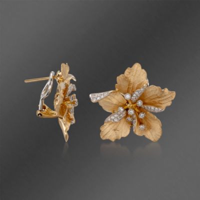 Simon G. .60 ct. t.w. Floral  Diamond Stud Earrings in 18kt Yellow Gold &mdash; Alt Image 3