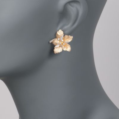 Simon G. .60 ct. t.w. Floral  Diamond Stud Earrings in 18kt Yellow Gold &mdash; Alt Image 2