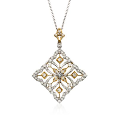 Simon G. .83 ct. t.w. Fancy Diamond Pendant Necklace in 18kt Two-Tone Gold. 17" &mdash; Alt Image 1
