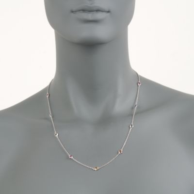 2.55 ct. t.w. Multicolored Sapphire Station Necklace in  Sterling Silver &mdash; Alt Image 3