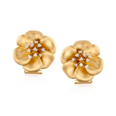 .20 ct. t.w. Diamond Flower Earrings in 18kt Gold Over Sterling &mdash; Alt Image 1