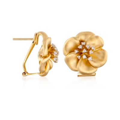 .20 ct. t.w. Diamond Flower Earrings in 18kt Gold Over Sterling &mdash; Alt Image 3