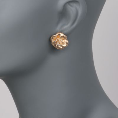 .20 ct. t.w. Diamond Flower Earrings in 18kt Gold Over Sterling &mdash; Alt Image 2
