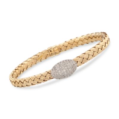 Italian .63 ct. t.w. Diamond Bracelet in 14kt Two-Tone Gold. 7" &mdash; Alt Image 1