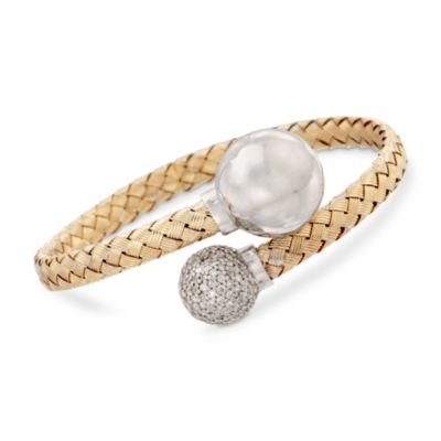 Italian 1.06 ct. t.w. Diamond Bypass Bracelet in 14kt Two-Tone Gold. 7" &mdash; Alt Image 1