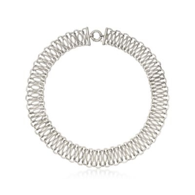 Sterling Silver Fancy Open Interlocking Link Necklace. 17.25" &mdash; Alt Image 3