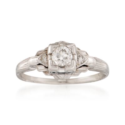 C. 1950 Vintage .34 ct. t.w. Diamond Ring in 18kt White Gold. Size 6 &mdash; Alt Image 1