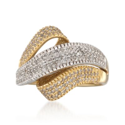C. 1990 Vintage .55 ct. t.w. Pave Diamond Highway Ring in 14kt Two-Tone Gold. Size 7 &mdash; Alt Image 1