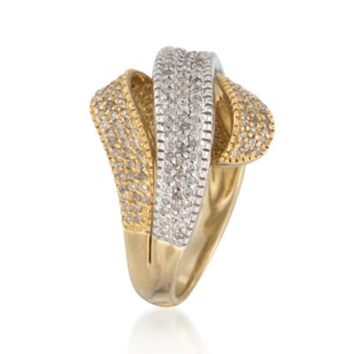 C. 1990 Vintage .55 ct. t.w. Pave Diamond Highway Ring in 14kt Two-Tone Gold. Size 7 &mdash; Alt Image 3