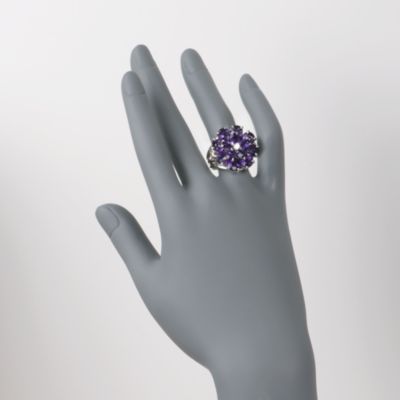 C. 1970 Vintage 12.25 ct. t.w. Amethyst and .10 Carat Diamond Cluster Ring in 14kt White Gold. Size 8.5 &mdash; Alt Image 2