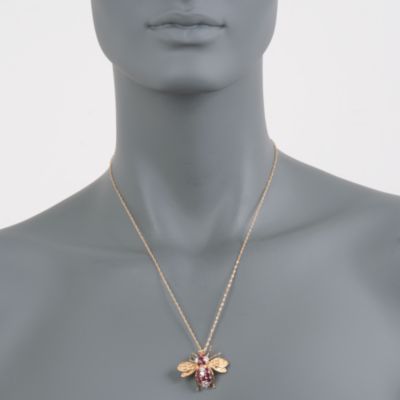 C. 1990 Vintage 2.00 ct. t.w. Ruby and .75 ct. t.w. Diamond Bee Pendant Necklace in 14kt Yellow Gold. 20" &mdash; Alt Image 2