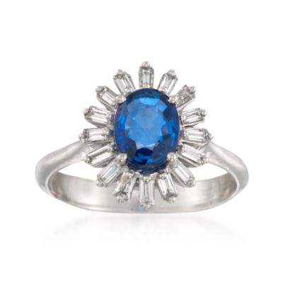 1.30 Carat Sapphire and .35 ct. t.w. Diamond Ring in 14kt White Gold &mdash; Alt Image 1