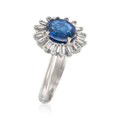 1.30 Carat Sapphire and .35 ct. t.w. Diamond Ring in 14kt White Gold &mdash; Alt Image 3