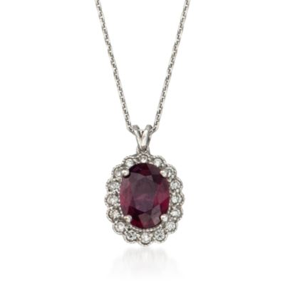 1.32 Carat Ruby and .17 ct. t.w. Diamond Pendant Necklace in 14kt White Gold. 16.5" &mdash; Alt Image 1