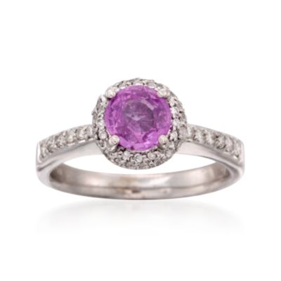 C. 2000 Vintage 1.00 Carat Pink Sapphire and .50 ct. t.w. Diamond Ring in 14kt White Gold. Size 5.5 &mdash; Alt Image 1
