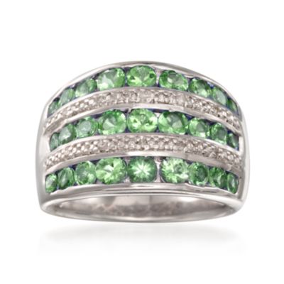 2.28 ct. t.w. Tsavorite Ring With Diamonds in Sterling Silver &mdash; Alt Image 1