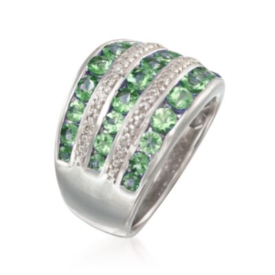 2.28 ct. t.w. Tsavorite Ring With Diamonds in Sterling Silver &mdash; Alt Image 3