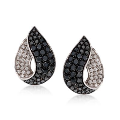 C. 1990 Vintage 5.10 ct. t.w. Black and White Diamond Earrings in 18kt White Gold &mdash; Alt Image 1