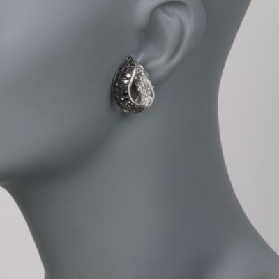C. 1990 Vintage 5.10 ct. t.w. Black and White Diamond Earrings in 18kt White Gold &mdash; Alt Image 2