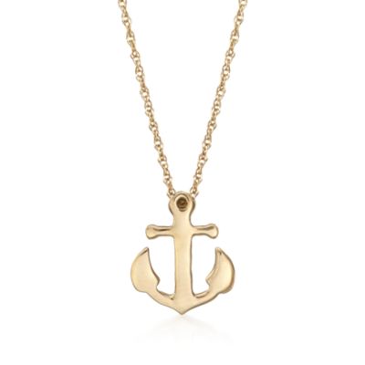 14kt Yellow Gold Anchor Pendant Necklace. 18" &mdash; Alt Image 1