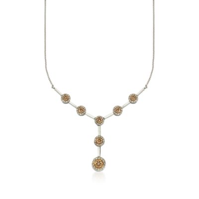 C. 2000 Vintage 1.20 ct. t.w. Brown and White Diamond Circle Drop Necklace in 14kt White Gold. 19" &mdash; Alt Image 1