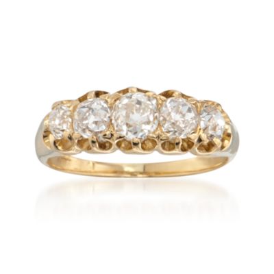 C. 1900 Vintage 1.10 ct. t.w. 5-Stone Diamond Ring in 18kt Yellow Gold Circa 1990 Mounting. Size 7 &mdash; Alt Image 1